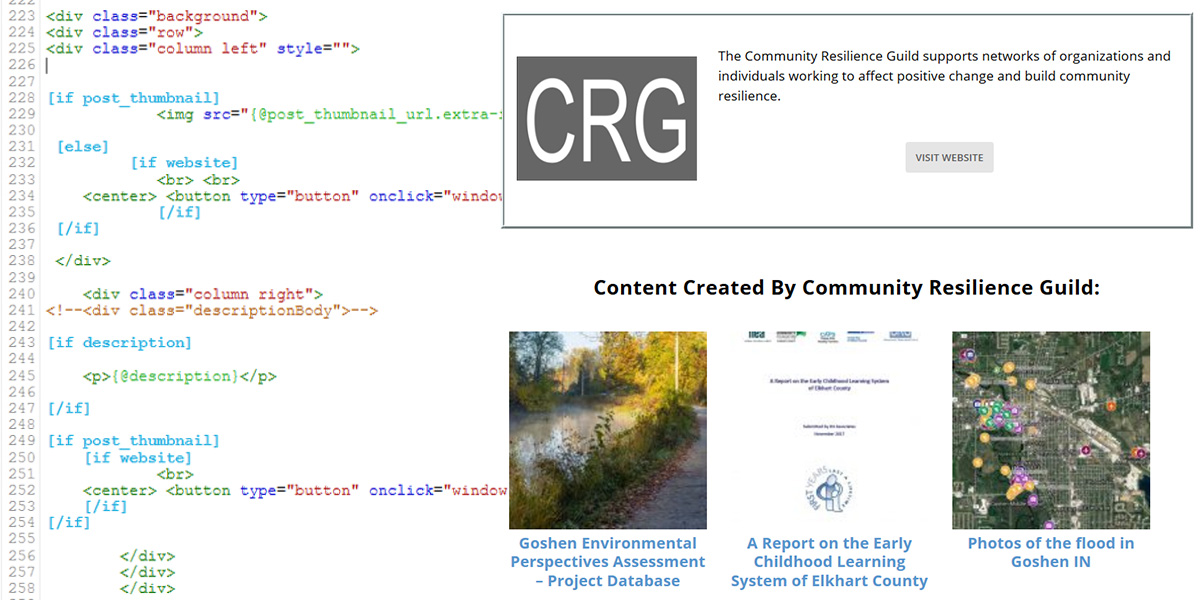 A Splitscreen of some HTML template I wrote and the resulting display. A Splitscreen of some HTML template I wrote and the resulting display.